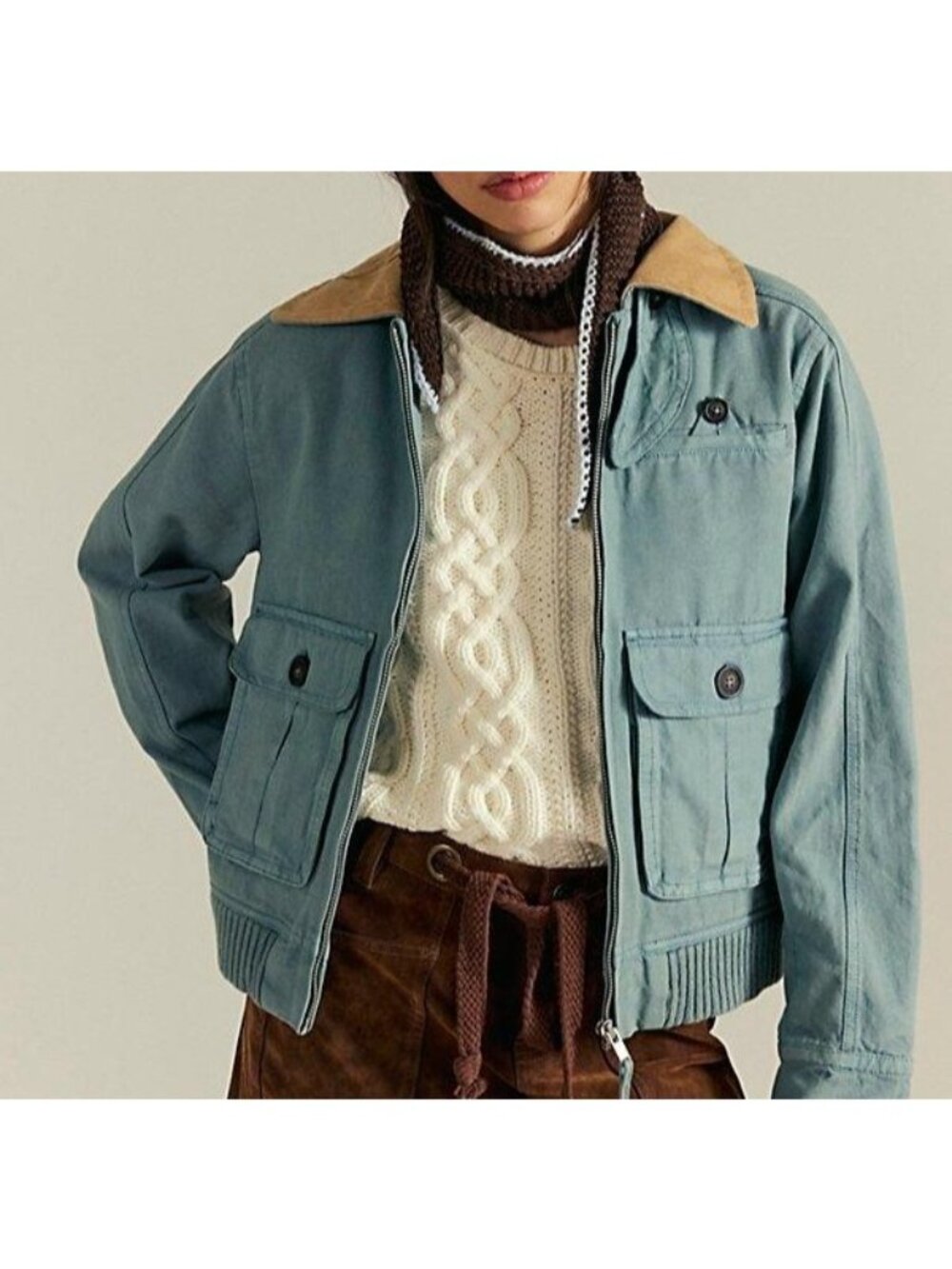 Free People Harley Jacket Denim Utility Streetwear Layering Vintage Womens L